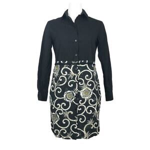 Fuzzi Floral Shirt Dress Collared Button Front 38